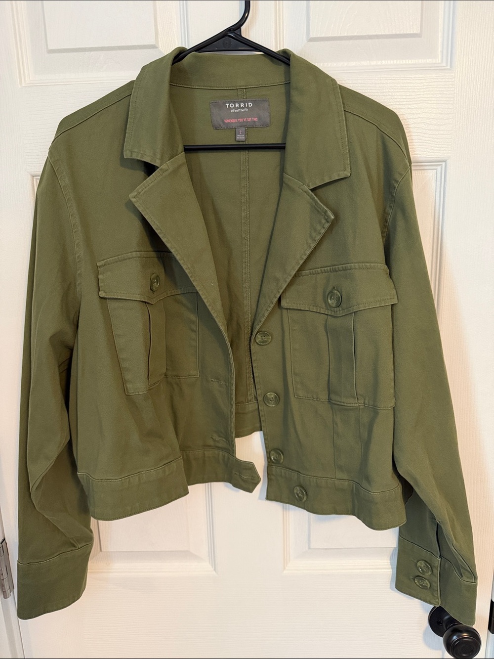 Torrid Olive Green Cropped Utility Jacket size 2